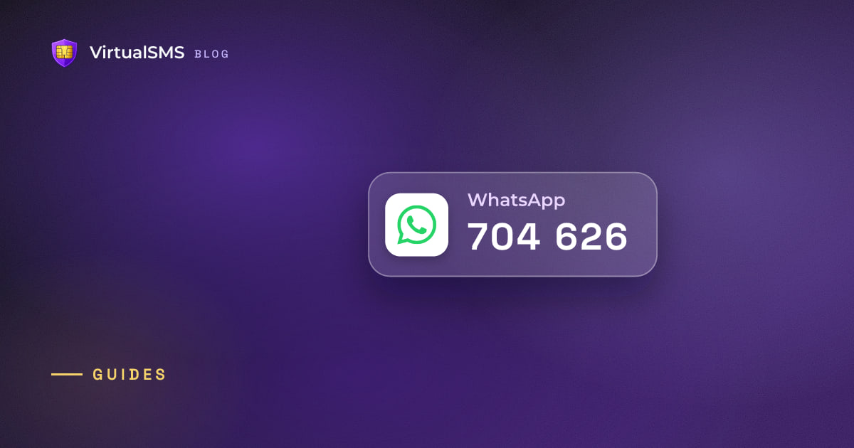Glass SMS notification chip with the WhatsApp icon and a verification code on a aurora purple background