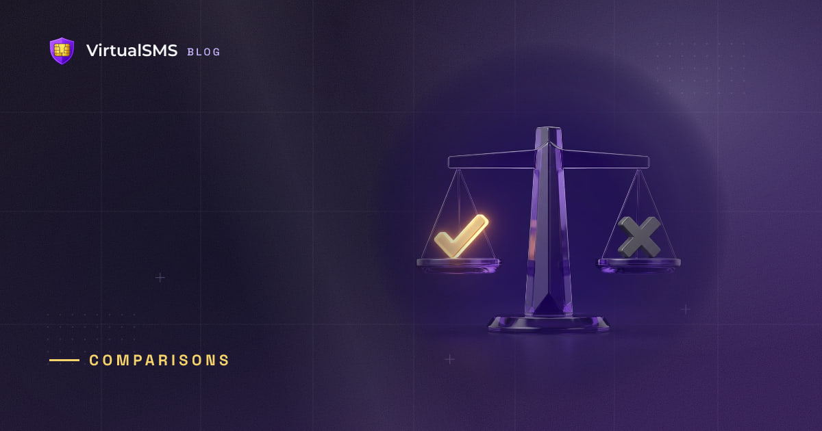 3D balance scale weighing a check against a cross illustration on a deep purple blueprint background