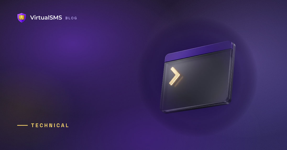 3D terminal window illustration on a deep purple aurora background