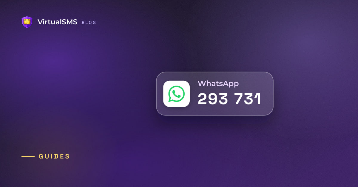 Glass SMS notification chip with the WhatsApp icon and a verification code on a aurora purple background