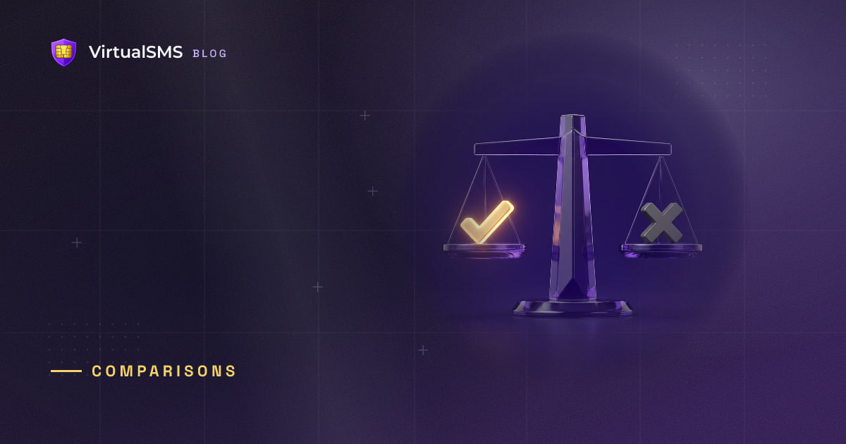 3D balance scale weighing a check against a cross illustration on a deep purple blueprint background