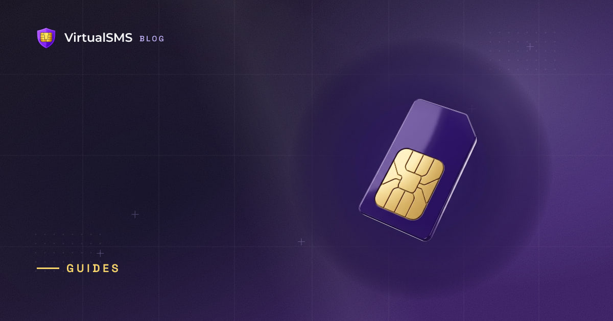 3D SIM card illustration on a deep purple blueprint background